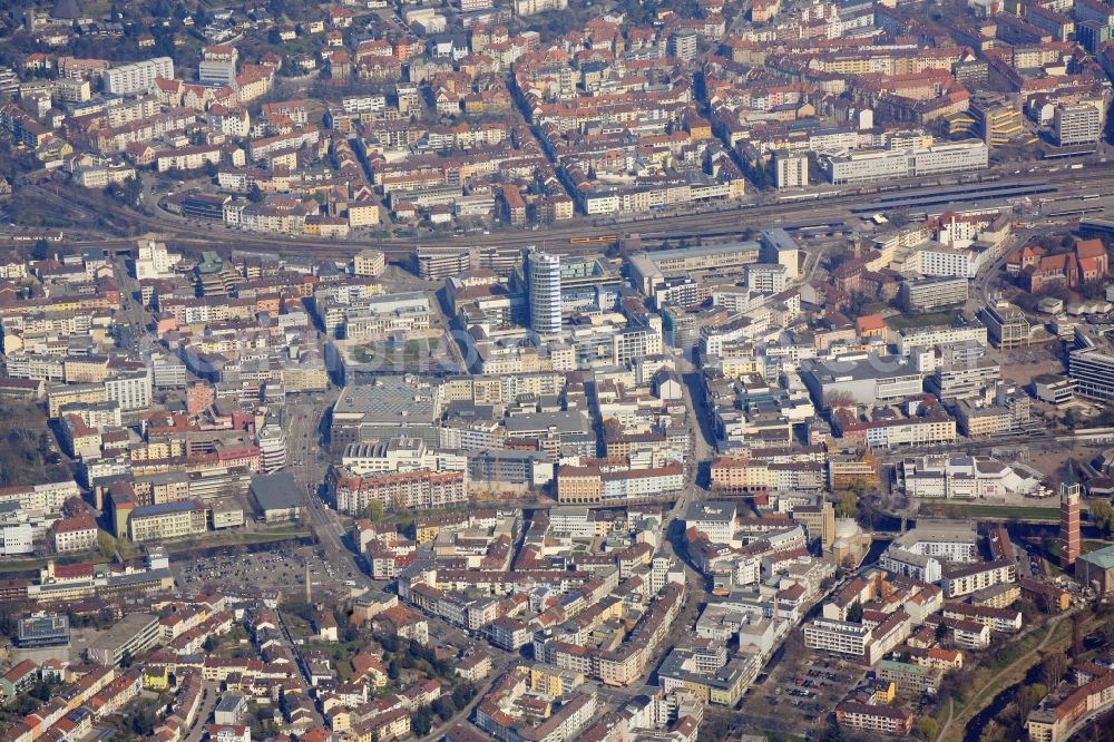 Aerial photograph Pforzheim - The city center in the downtown are in Pforzheim in the state Baden-Wuerttemberg