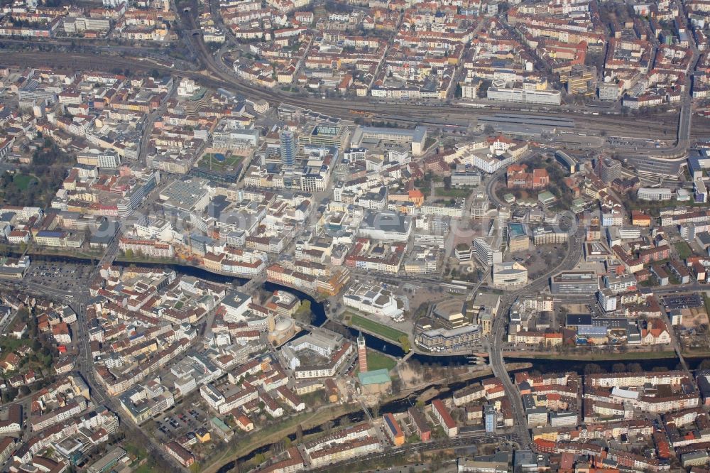 Pforzheim from above - The city center in the downtown are in Pforzheim in the state Baden-Wuerttemberg