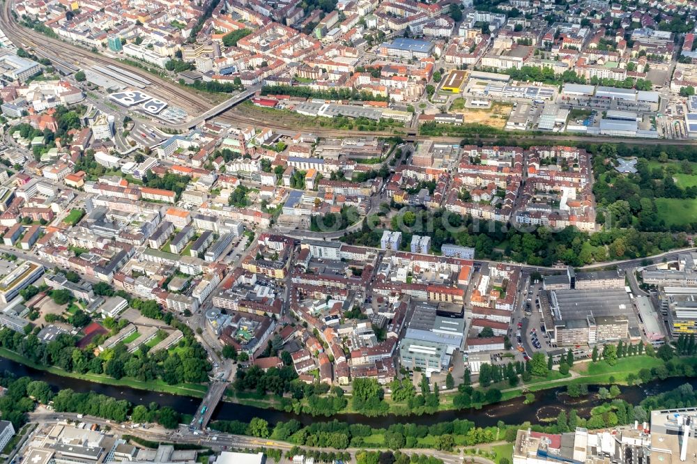 Aerial photograph Pforzheim - The city center in the downtown area in Pforzheim in the state Baden-Wurttemberg, Germany