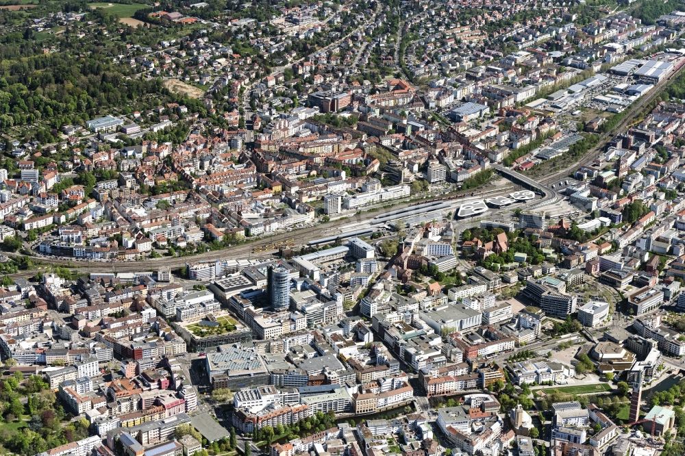 Aerial photograph Pforzheim - The city center in the downtown area in Pforzheim in the state Baden-Wurttemberg, Germany