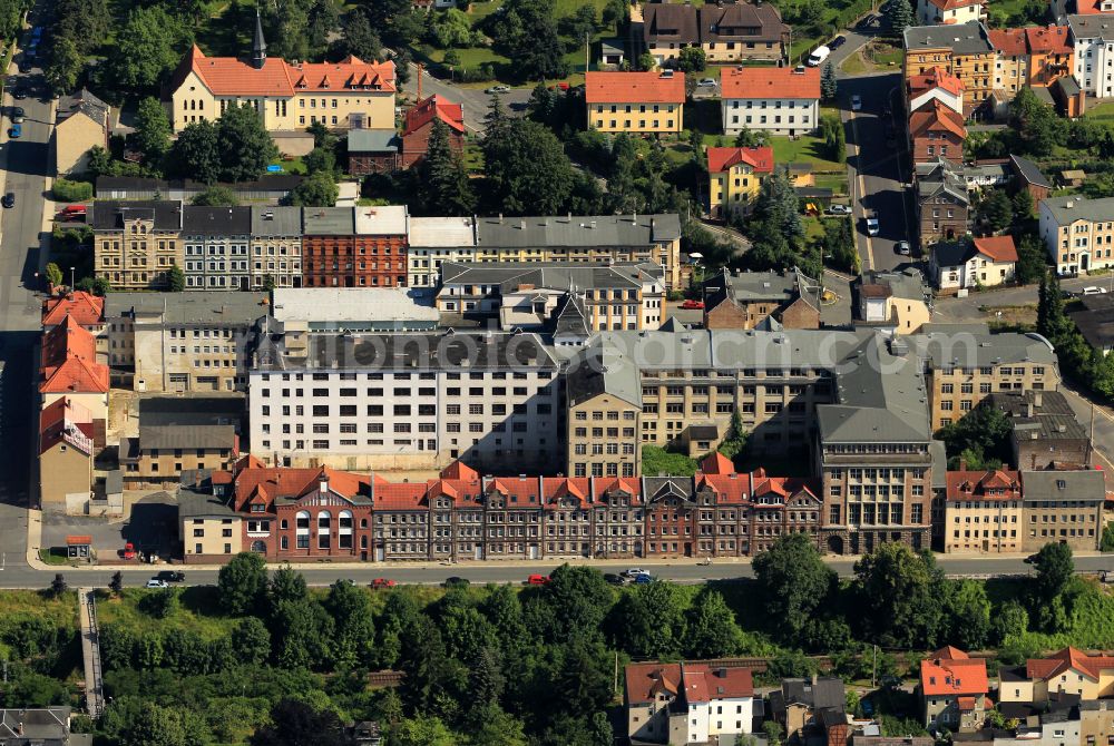 Pößneck from above - The city center in the downtown area in Poessneck in the state Thuringia, Germany