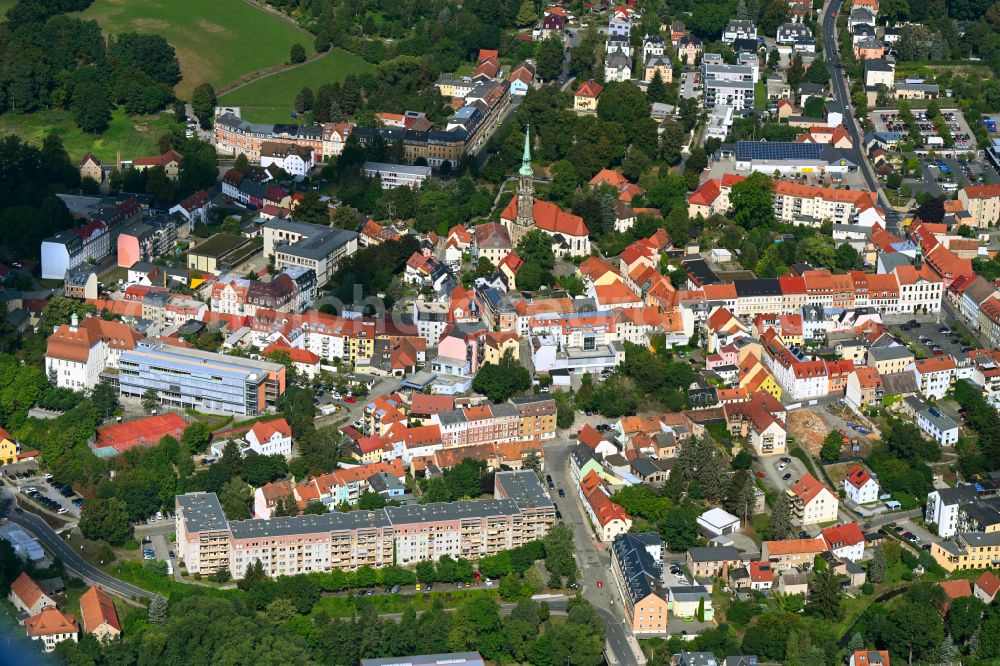 Radeberg from the bird's eye view: The city center in the downtown area in Radeberg in the state Saxony, Germany