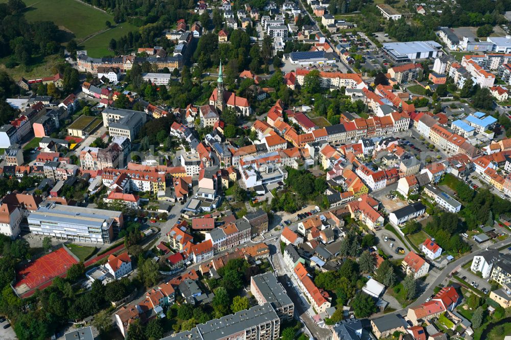 Aerial photograph Radeberg - The city center in the downtown area in Radeberg in the state Saxony, Germany