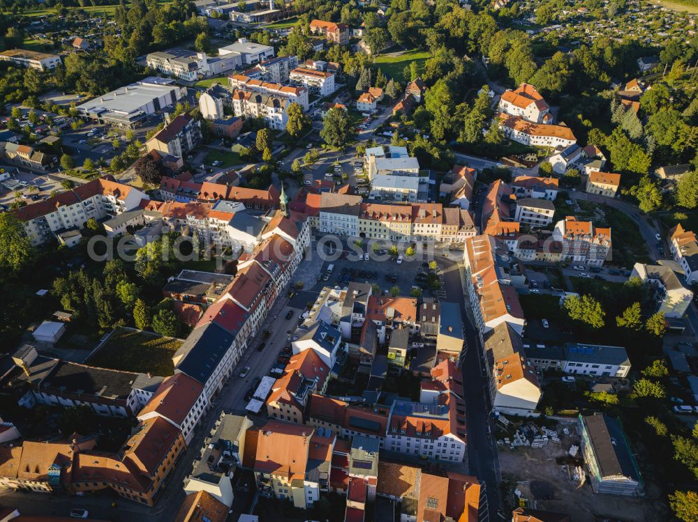 Radeberg from above - The city center in the downtown area in Radeberg in the state Saxony, Germany