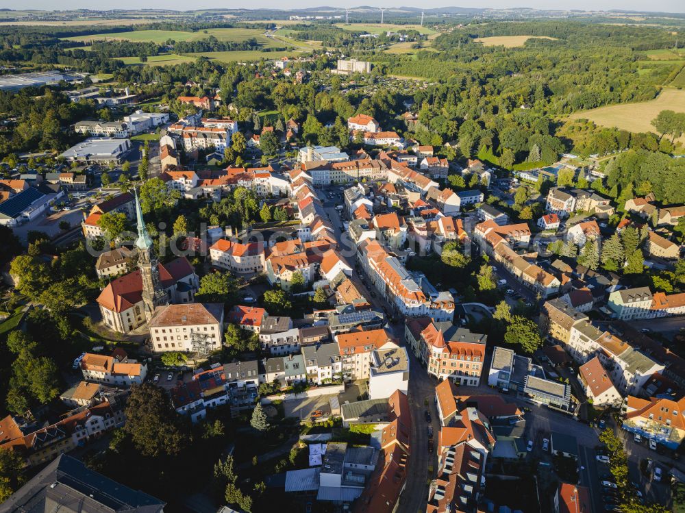 Radeberg from the bird's eye view: The city center in the downtown area in Radeberg in the state Saxony, Germany