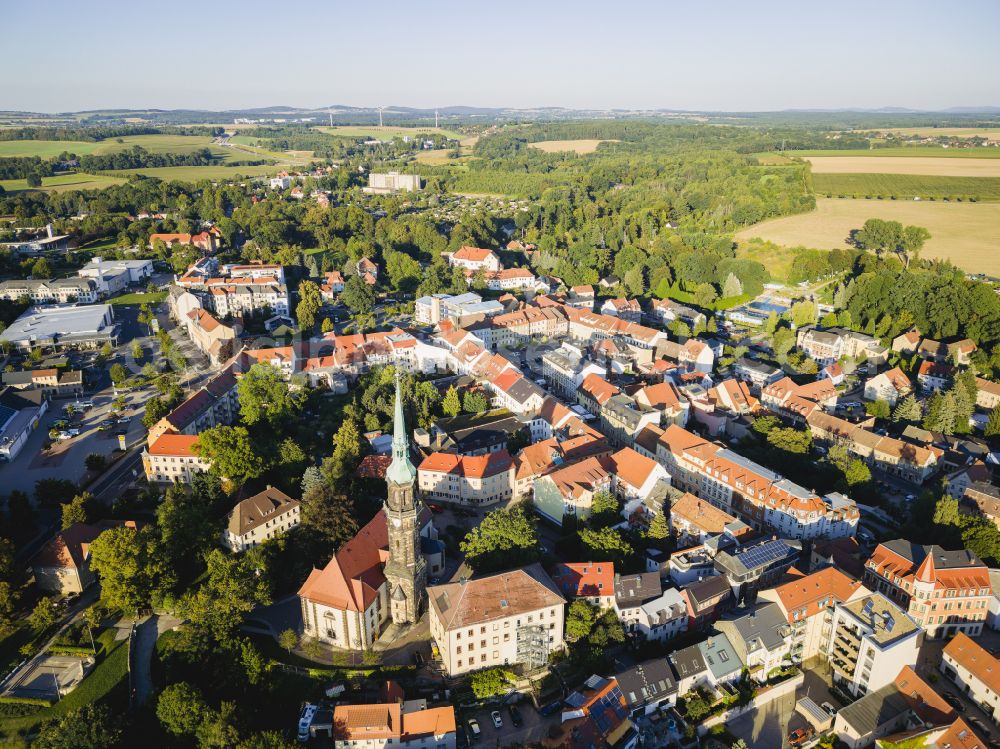 Aerial image Radeberg - The city center in the downtown area in Radeberg in the state Saxony, Germany