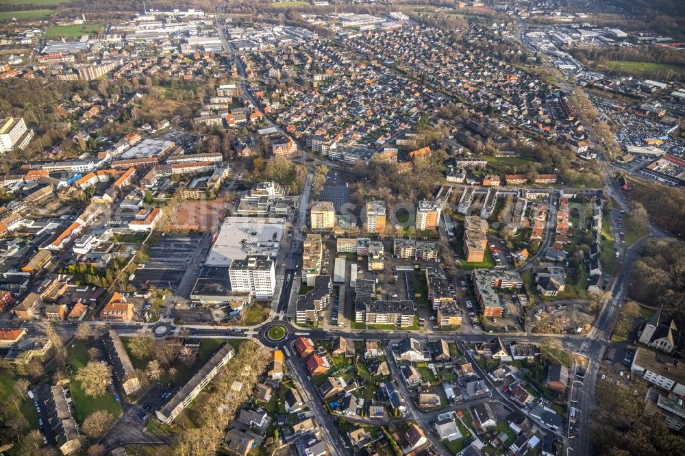 Hamm from above - The city center in the downtown area Rautenstrauchstrasse - Friedrich-Ebert-Strasse in the district Bockum-Hoevel in Hamm at Ruhrgebiet in the state North Rhine-Westphalia, Germany