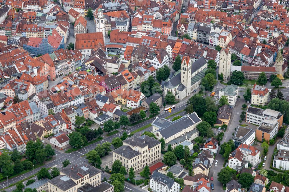 Aerial photograph Ravensburg - The city center in the downtown area in Ravensburg in the state Baden-Wuerttemberg, Germany