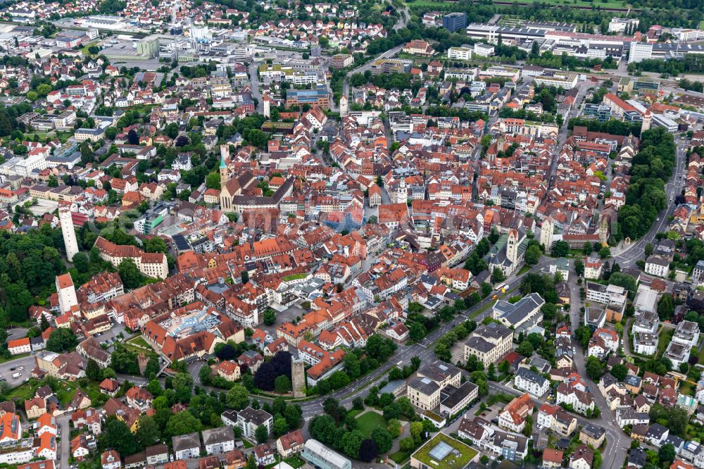 Aerial image Ravensburg - The city center in the downtown area in Ravensburg in the state Baden-Wuerttemberg, Germany