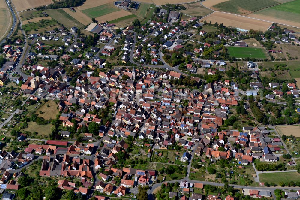 Remlingen from above - The city center in the downtown area in Remlingen in the state Bavaria, Germany