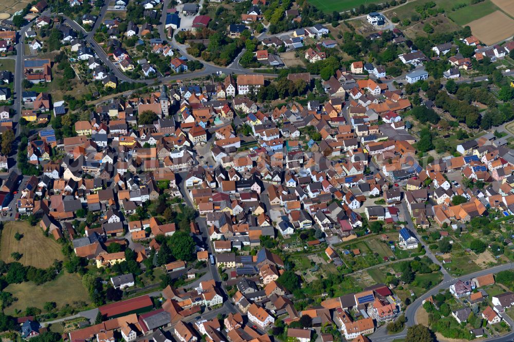 Remlingen from the bird's eye view: The city center in the downtown area in Remlingen in the state Bavaria, Germany