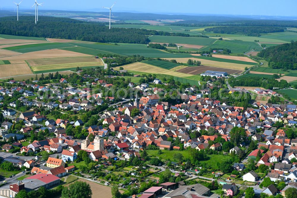 Remlingen from the bird's eye view: The city center in the downtown area in Remlingen in the state Bavaria, Germany