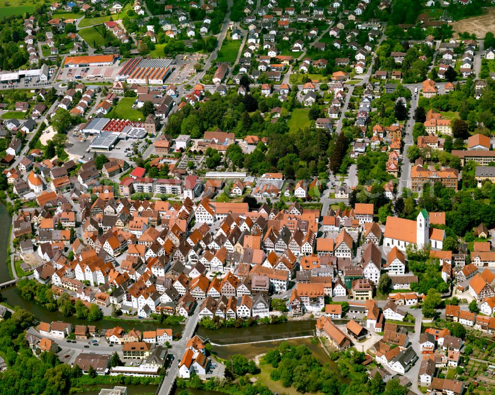 Aerial image Riedlingen - The city center in the downtown area in Riedlingen in the state Baden-Wuerttemberg, Germany