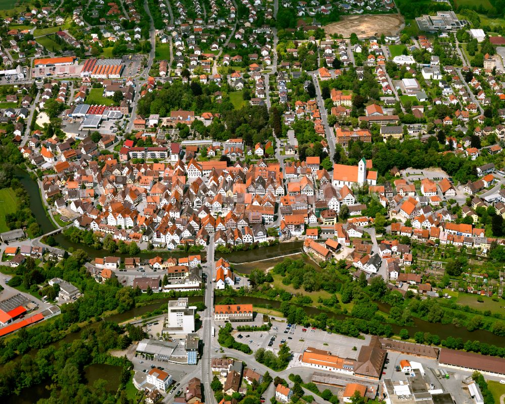 Aerial photograph Riedlingen - The city center in the downtown area in Riedlingen in the state Baden-Wuerttemberg, Germany