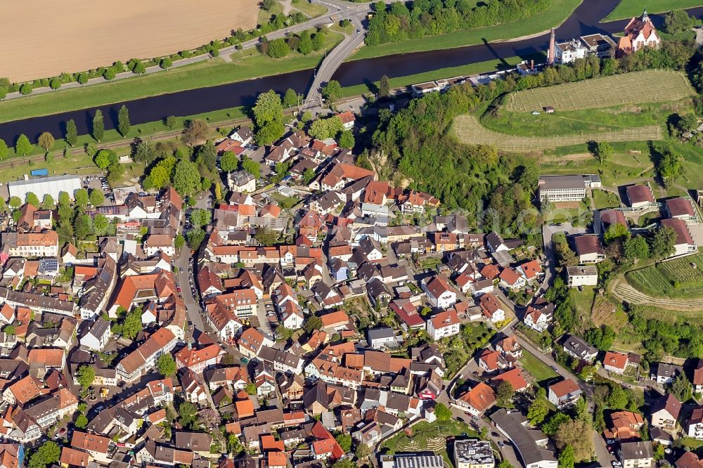 Riegel am Kaiserstuhl from the bird's eye view: The city center in the downtown area in Riegel am Kaiserstuhl in the state Baden-Wuerttemberg