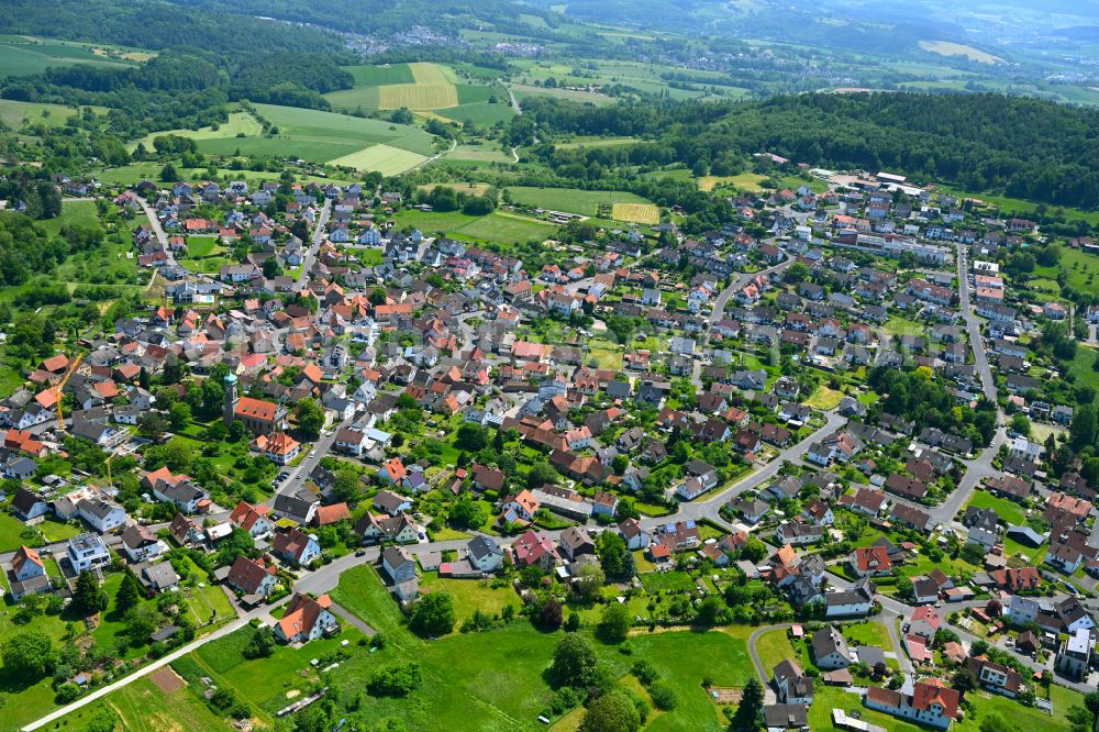 Aerial image Rottenberg - The city center in the downtown area in Rottenberg in the state Bavaria, Germany