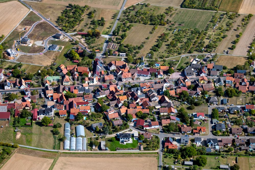 Röttbach from above - The city center in the downtown area in Röttbach in the state Bavaria, Germany