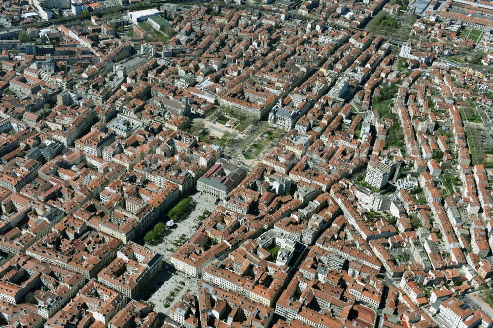 Aerial photograph Saint-Etienne - The city center in the downtown are in Saint-Etienne in Auvergne Rhone-Alpes, France