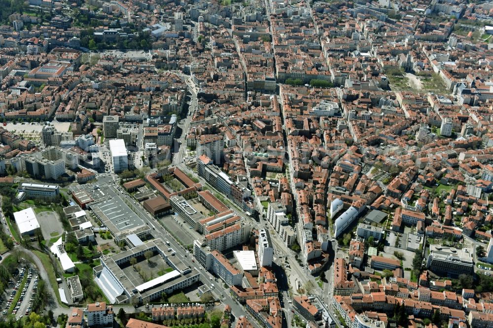 Saint-Etienne from above - The city center in the downtown are in Saint-Etienne in Auvergne Rhone-Alpes, France