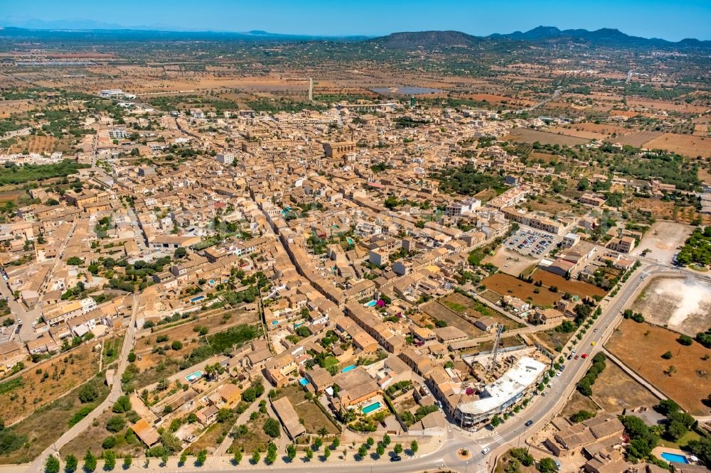 Santanyi from the bird's eye view: The city center in the downtown area in Santanyi in Balearic island of Mallorca, Spain