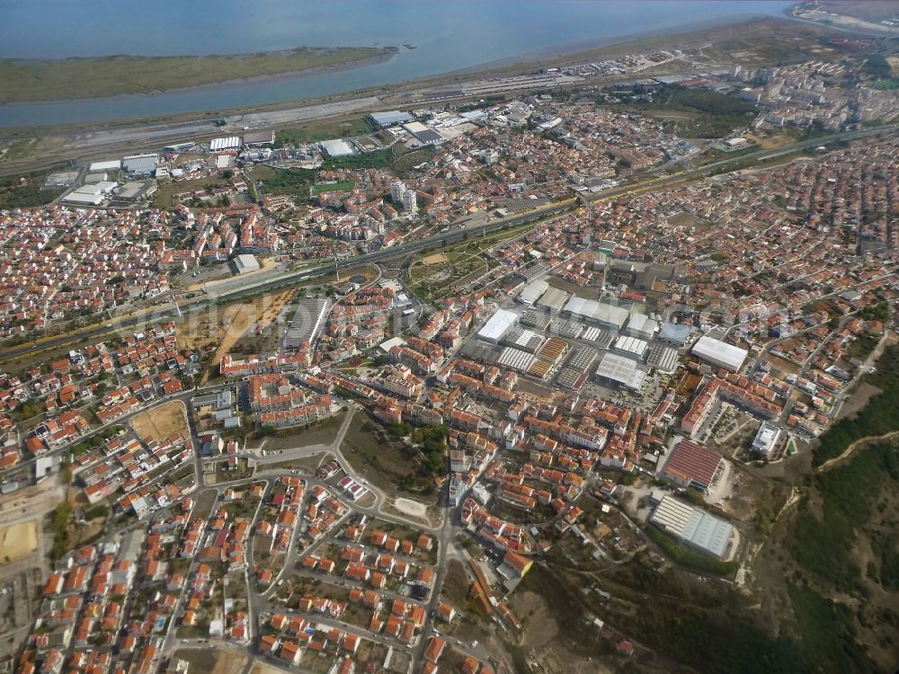 Aerial image Sao Joao da Talha - The city center in the downtown area in Sao Joao da Talha in Lisbon, Portugal