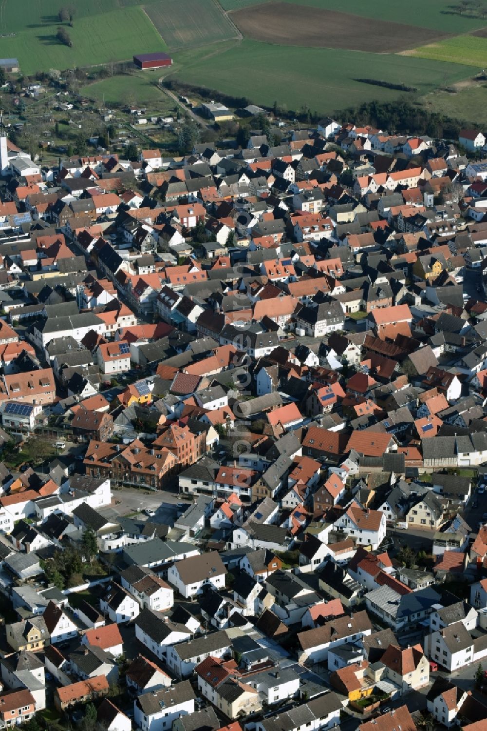 Aerial photograph Schaafheim - The city center in the downtown are in Schaafheim in the state Hesse