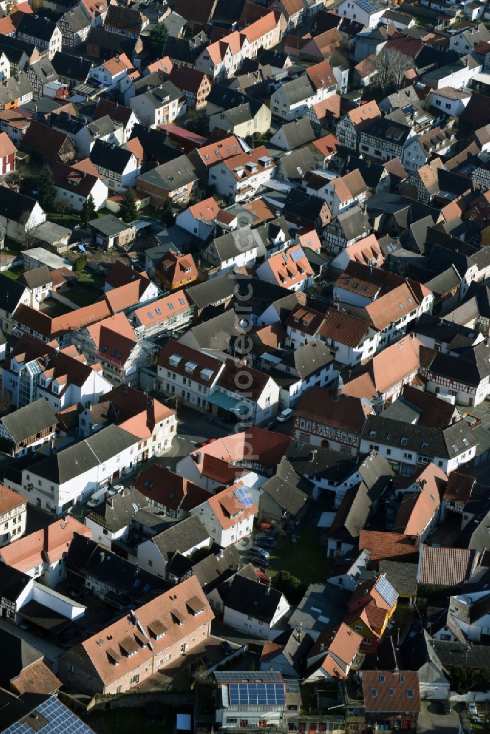 Aerial image Schaafheim - The city center in the downtown are in Schaafheim in the state Hesse