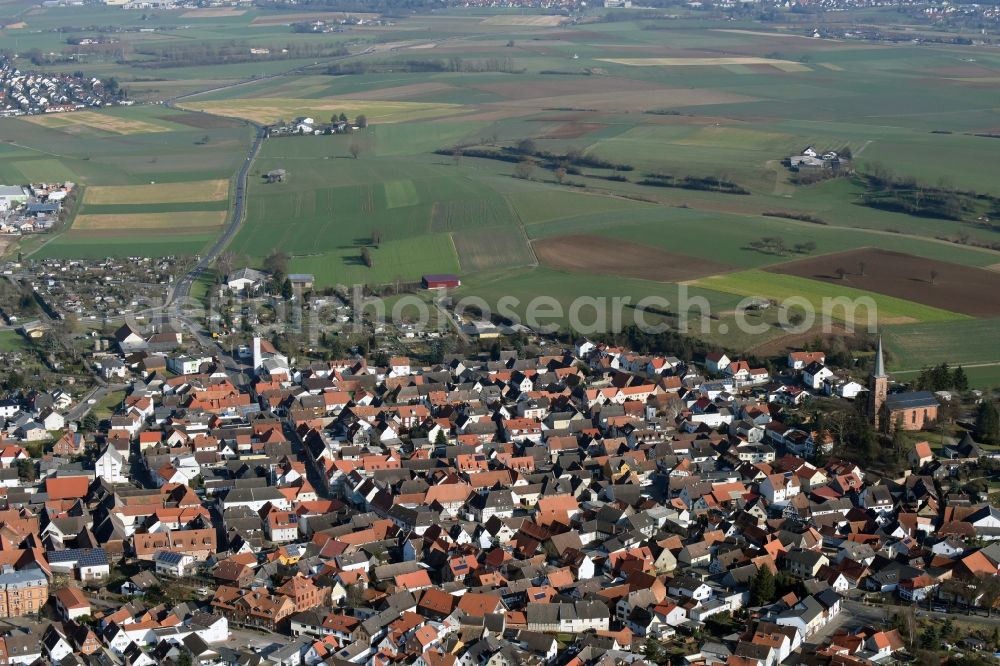 Schaafheim from above - The city center in the downtown are in Schaafheim in the state Hesse