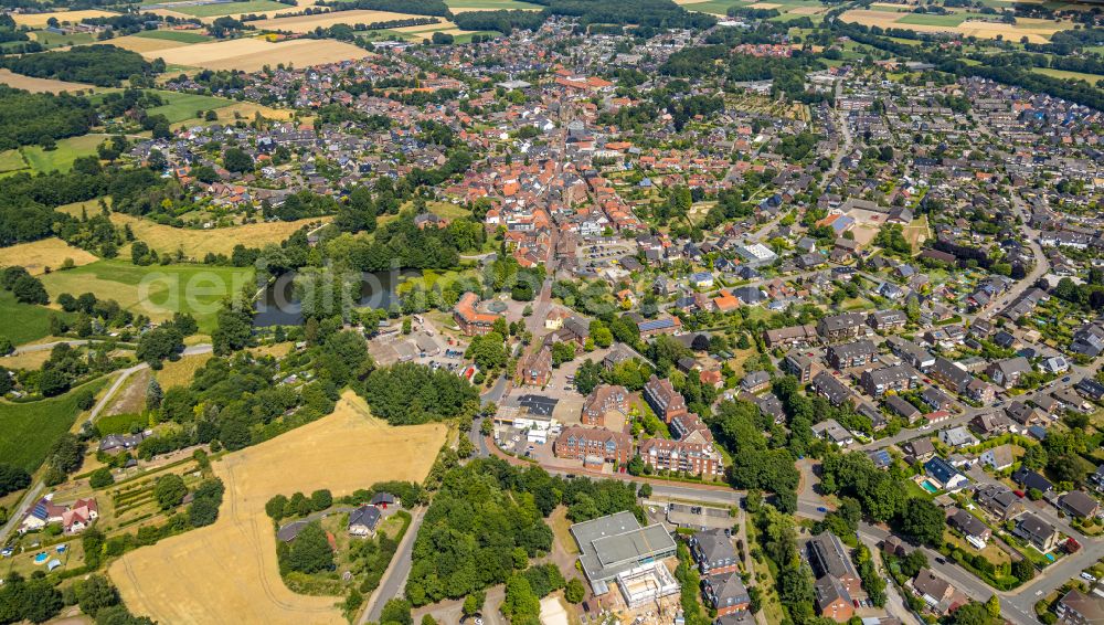 Schermbeck from above - The city center in the downtown area in Schermbeck in the state North Rhine-Westphalia, Germany