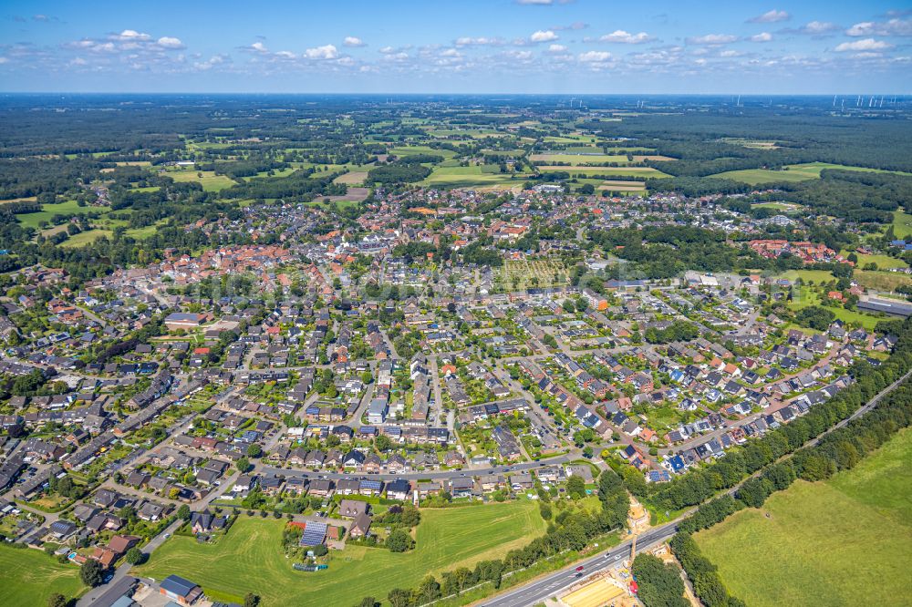 Schermbeck from above - the city center in the downtown area in Schermbeck in the state North Rhine-Westphalia, Germany