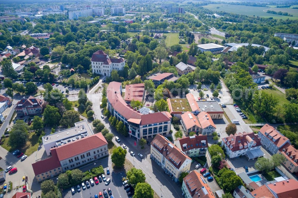 Aerial image Hoyerswerda - The city center in the downtown area on Schlossstrasse in Hoyerswerda in the state Saxony, Germany