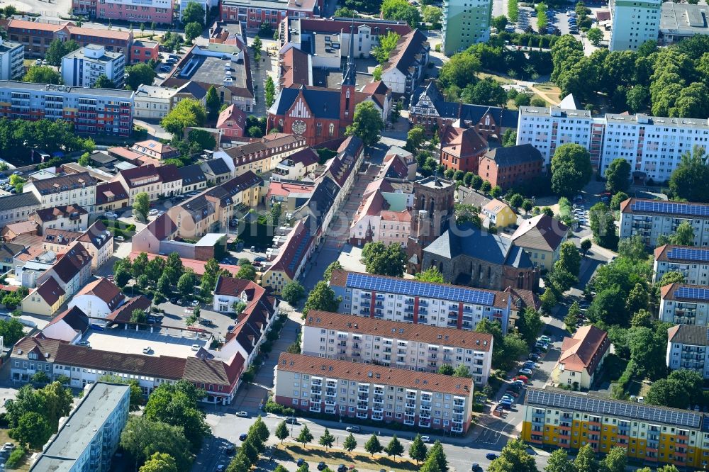 Aerial image Schwedt/Oder - The city center in the downtown area in Schwedt/Oder in the state Brandenburg, Germany