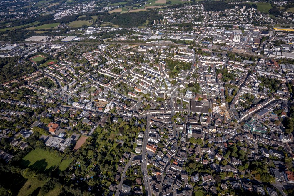 Schwelm from the bird's eye view: The city center in the downtown area in Schwelm in the state North Rhine-Westphalia, Germany