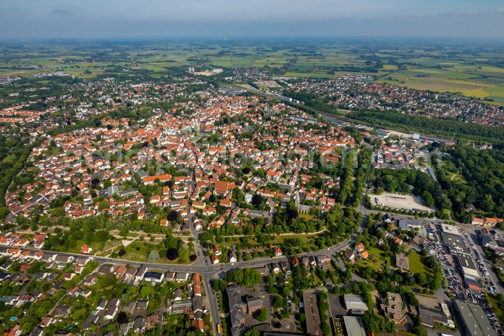 Soest from above - The city center in the downtown area in Soest in the state North Rhine-Westphalia, Germany