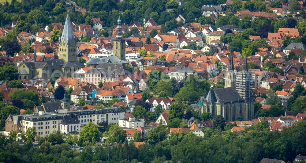 Aerial image Soest - The city center in the downtown area in Soest in the state North Rhine-Westphalia, Germany