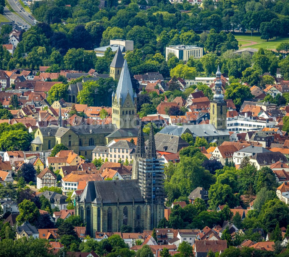 Soest from above - The city center in the downtown area in Soest in the state North Rhine-Westphalia, Germany