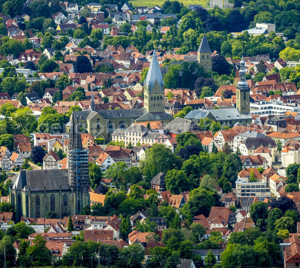 Aerial image Soest - The city center in the downtown area in Soest in the state North Rhine-Westphalia, Germany