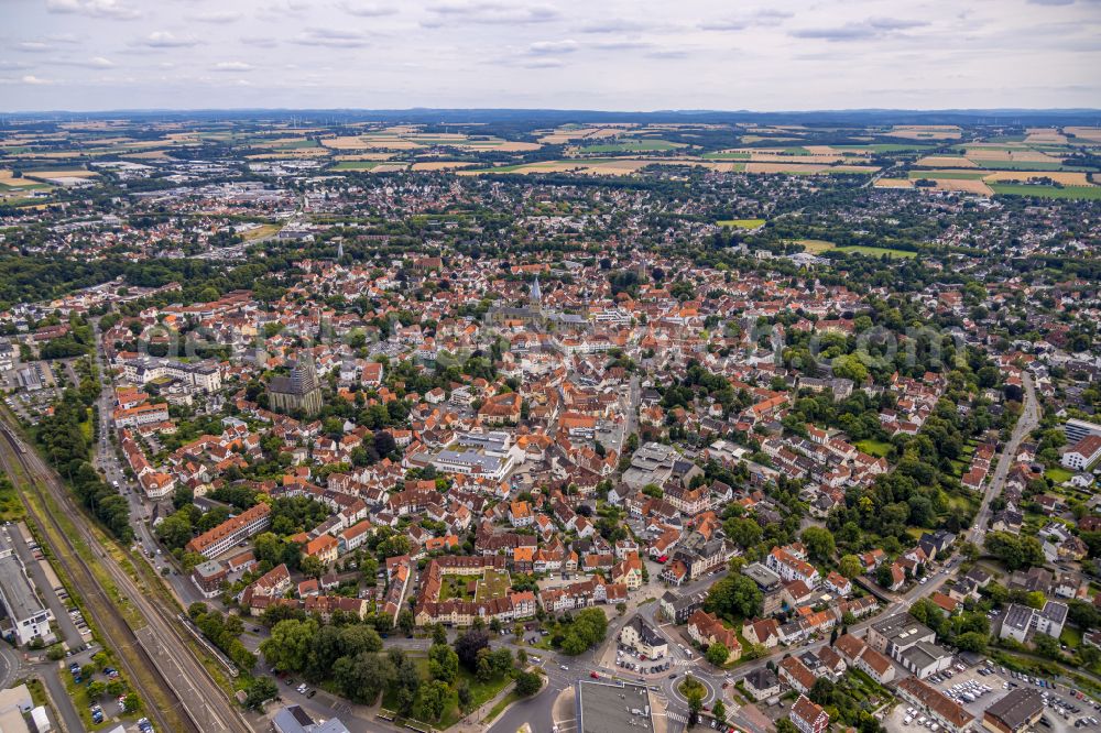 Aerial photograph Soest - The city center in the downtown area in Soest in the state North Rhine-Westphalia, Germany