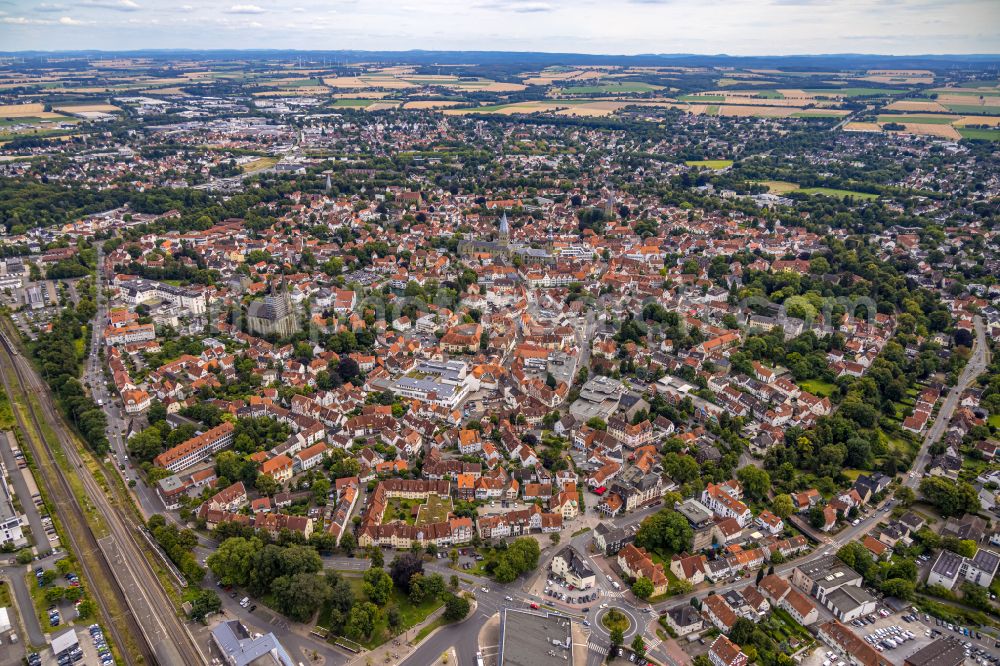 Aerial photograph Soest - The city center in the downtown area in Soest in the state North Rhine-Westphalia, Germany