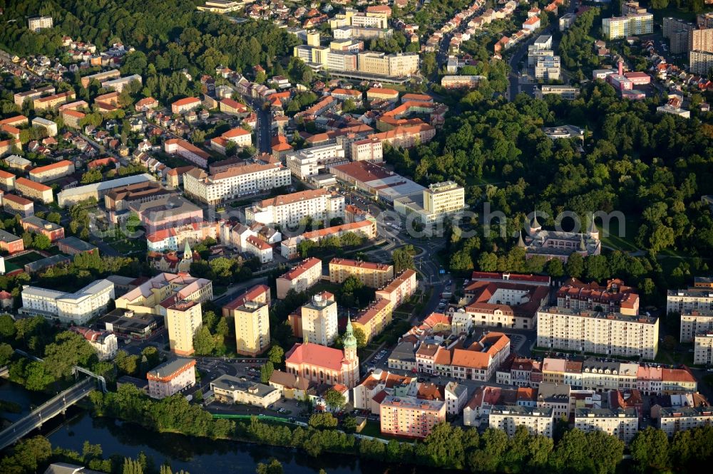 Sokolov from the bird's eye view: The city center in the downtown are in Sokolov in Czech Republic