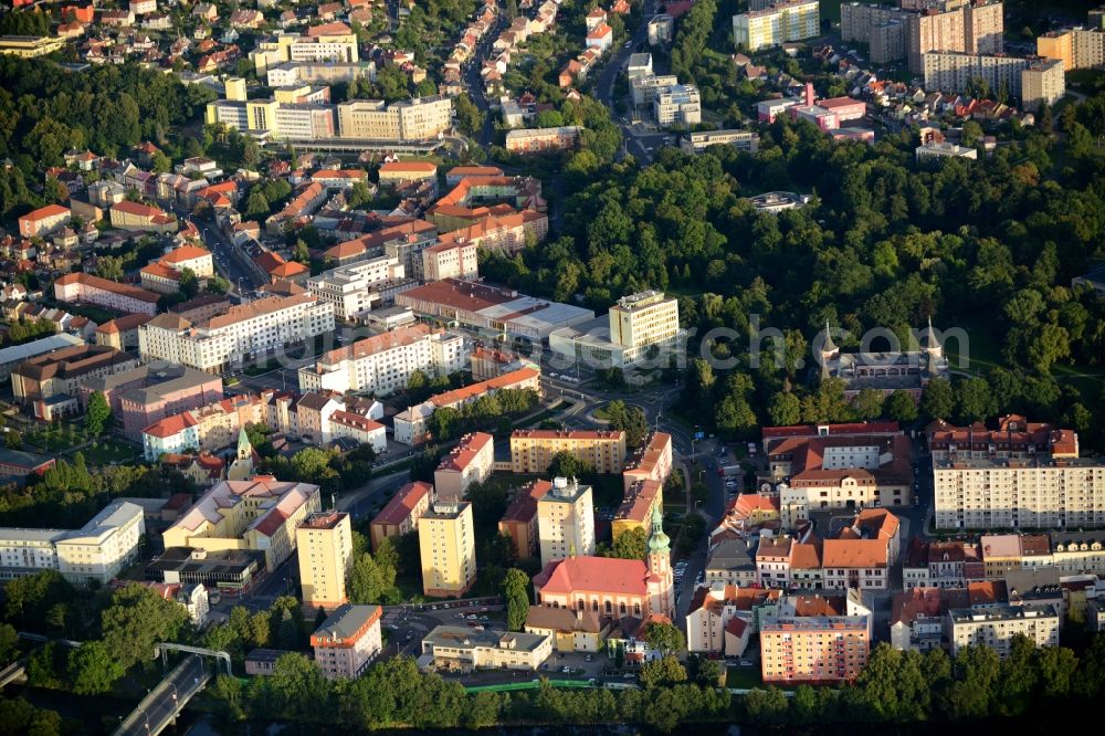 Aerial image Sokolov - The city center in the downtown are in Sokolov in Czech Republic