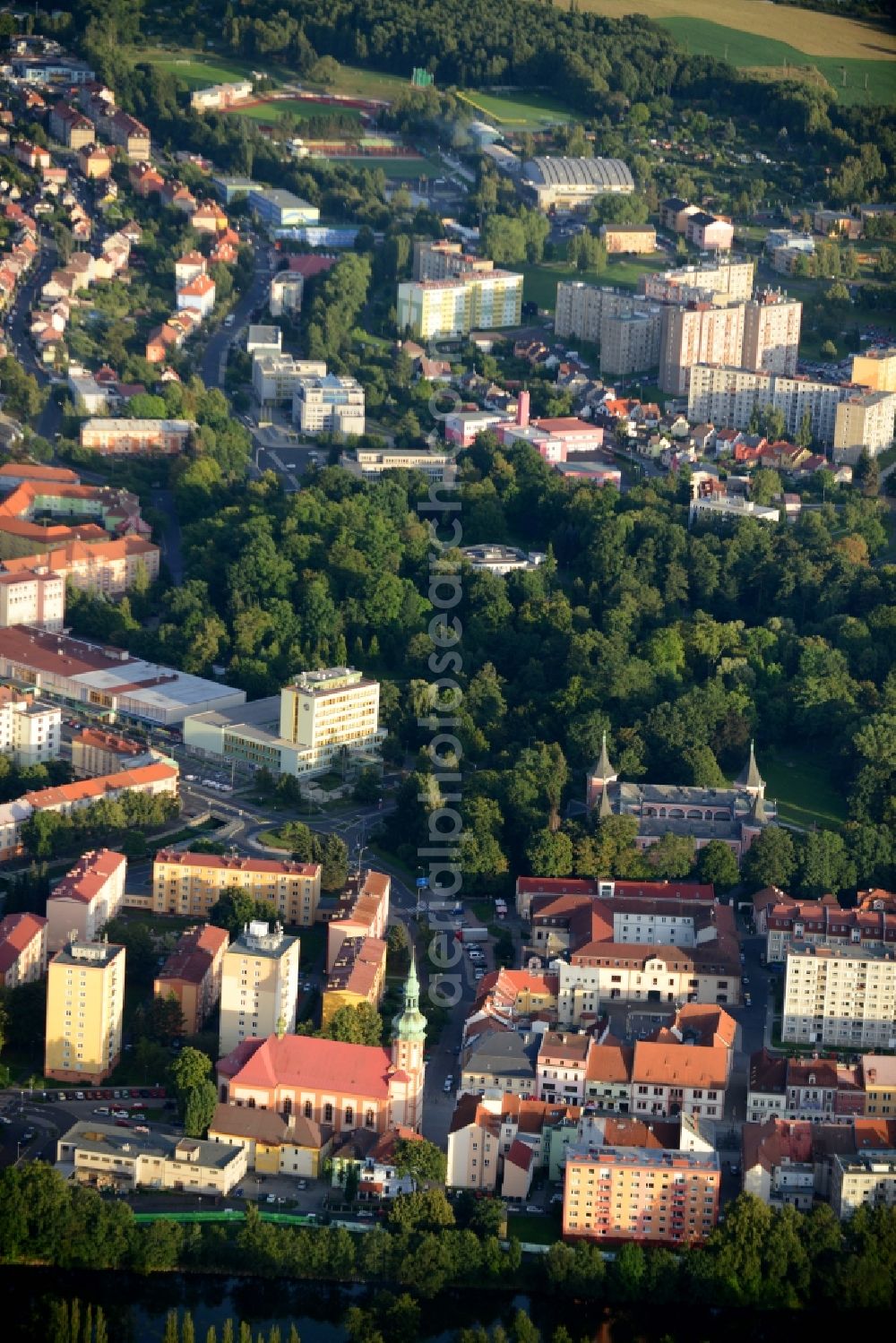 Aerial photograph Sokolov - The city center in the downtown are in Sokolov in Czech Republic