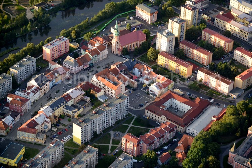 Sokolov from above - The city center in the downtown are in Sokolov in Czech Republic