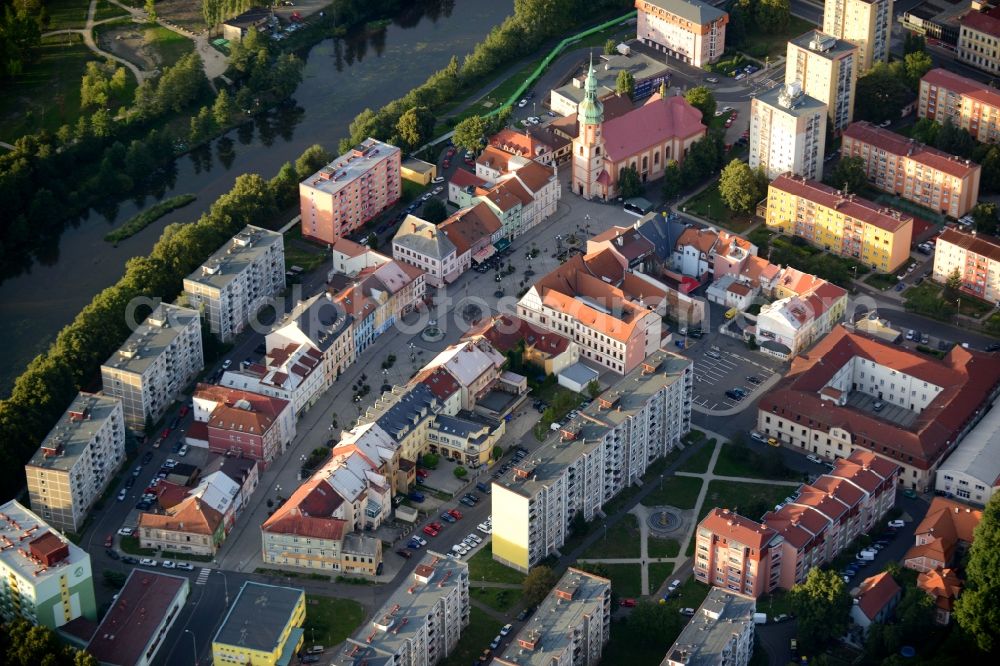 Sokolov from the bird's eye view: The city center in the downtown are in Sokolov in Czech Republic