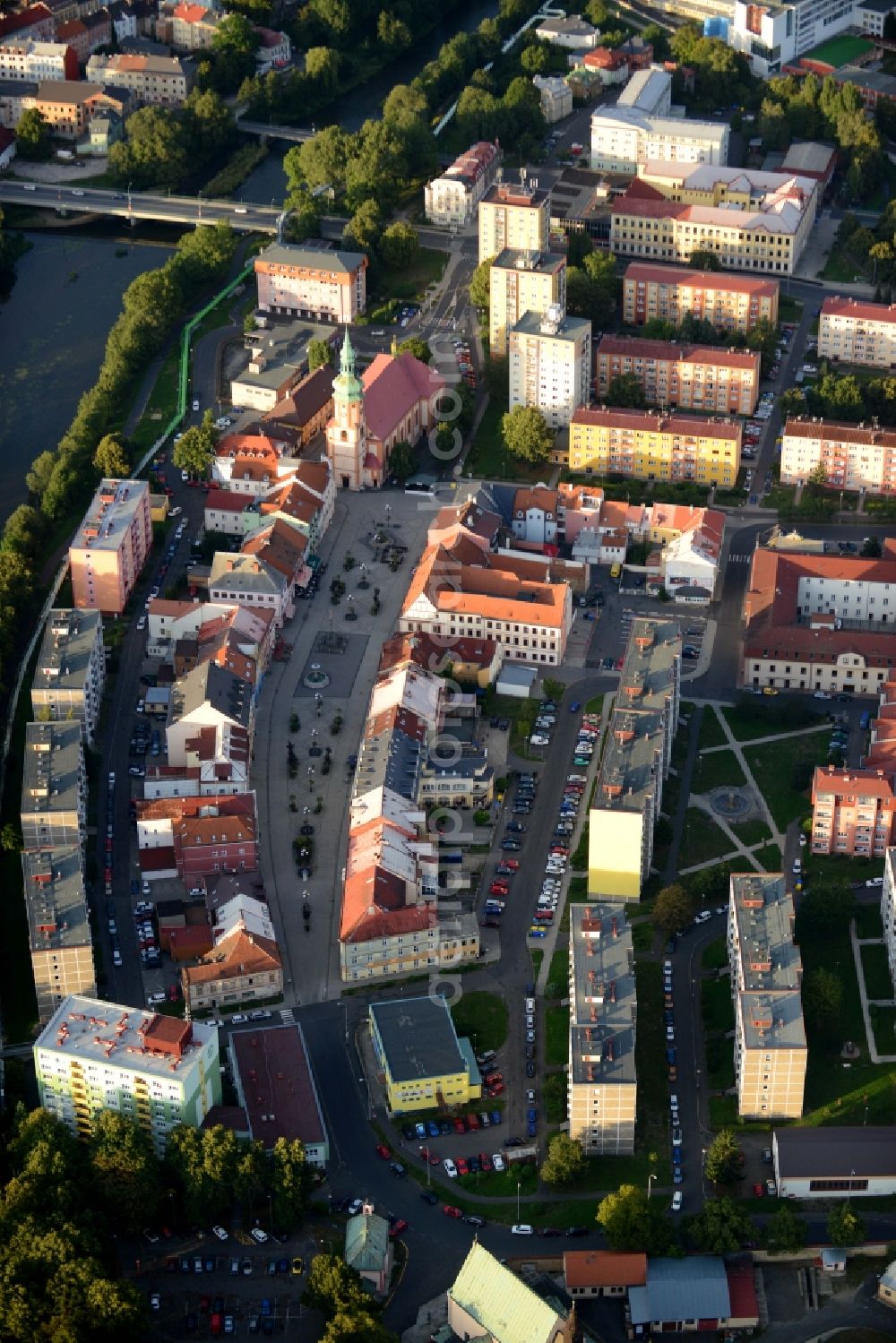 Aerial photograph Sokolov - The city center in the downtown are in Sokolov in Czech Republic