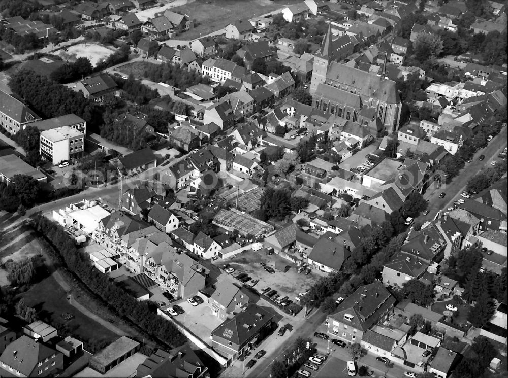 Sonsbeck from above - The city center in the downtown area in Sonsbeck in the state North Rhine-Westphalia, Germany