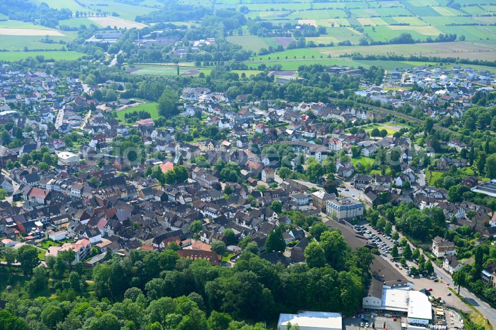 Stadtoldendorf from above - The city center in the downtown area in Stadtoldendorf in the state Lower Saxony, Germany