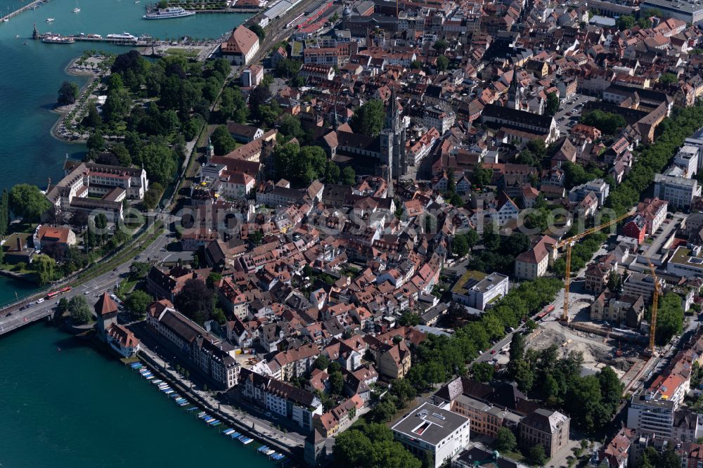 Konstanz from the bird's eye view: The city center in the downtown area with den Stadtteilen Altstadt, Niederburg and Petershausen in Konstanz in the state Baden-Wuerttemberg, Germany