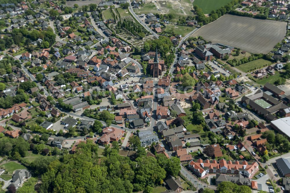 Aerial image Steinfeld (Oldenburg) - The city center in the downtown area in Steinfeld (Oldenburg) in the state Lower Saxony, Germany