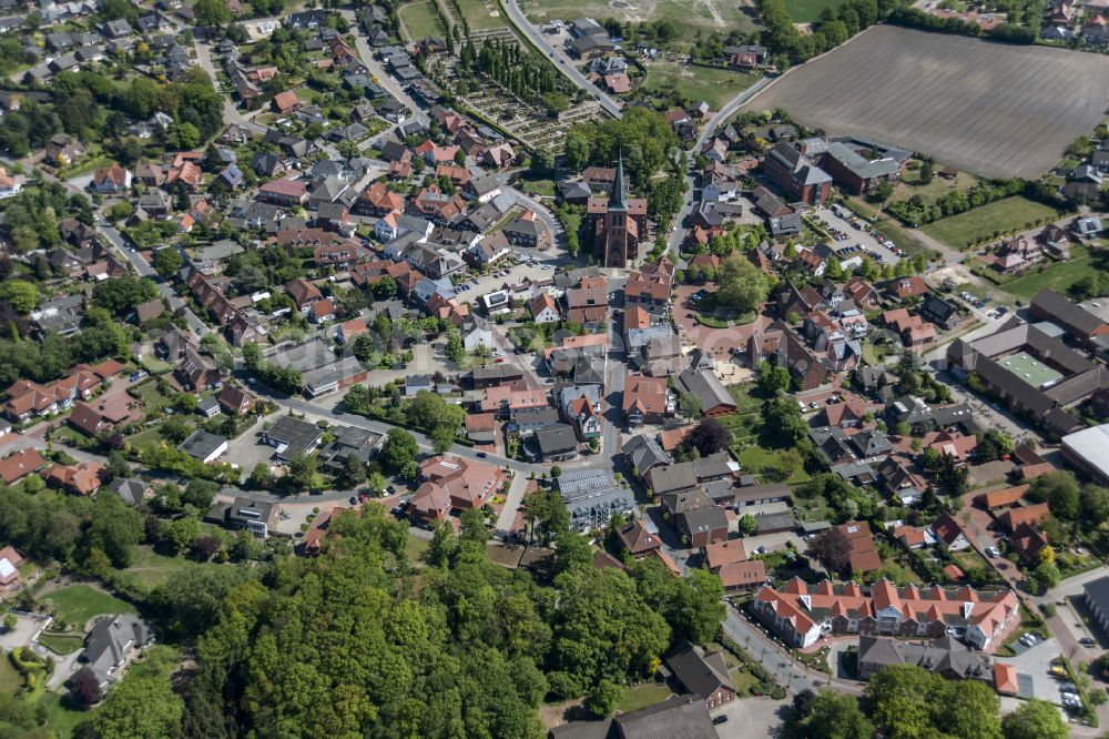 Aerial photograph Steinfeld (Oldenburg) - The city center in the downtown area in Steinfeld (Oldenburg) in the state Lower Saxony, Germany